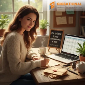 a girl working on letter writing as a side hustle